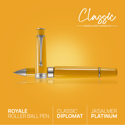 Royale Classic Roller Ball Pen Jaisalmer Platinum Diplomat