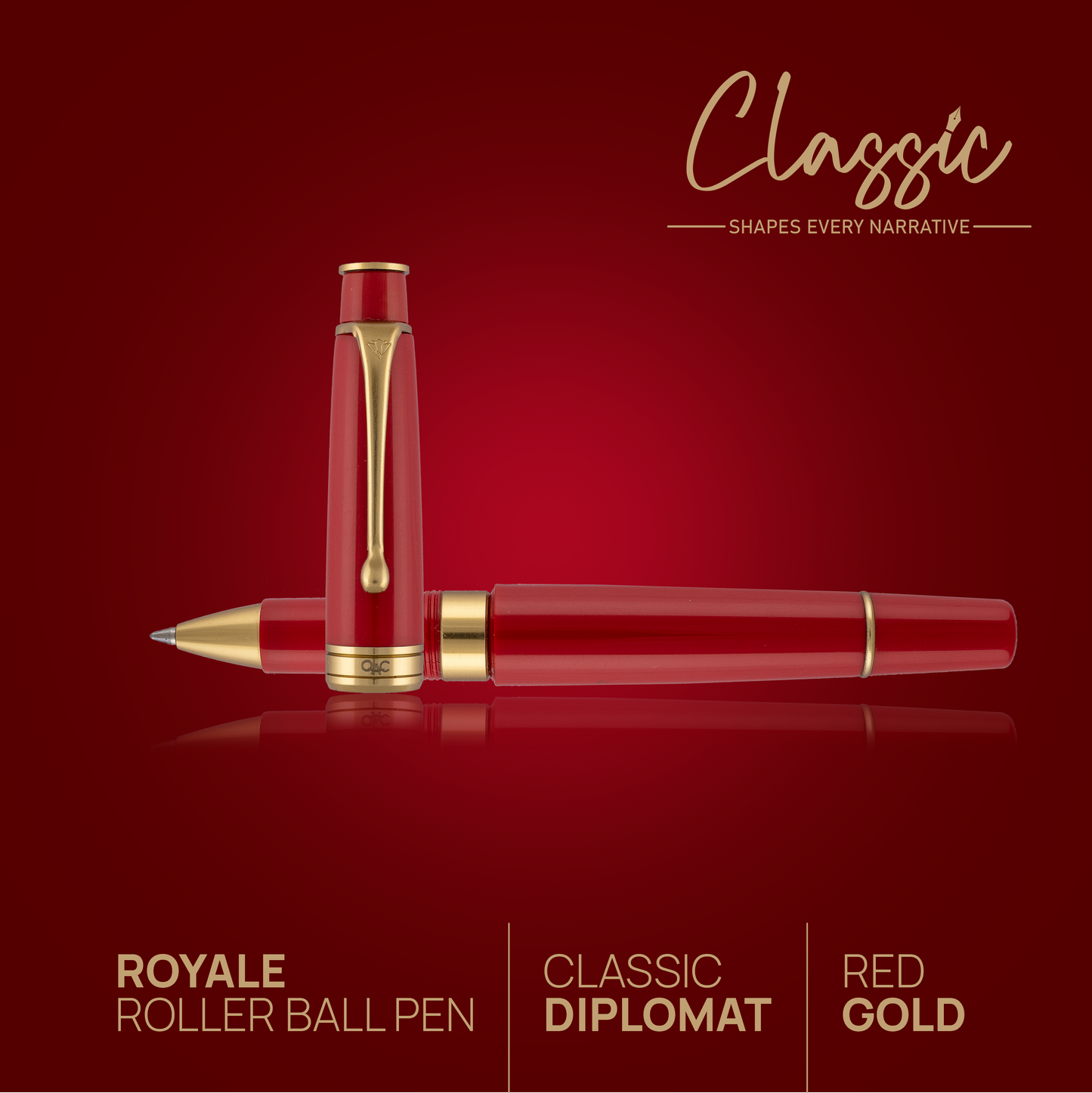 Royale Classic Roller Ball Pen Red Gold Diplomat