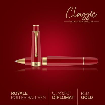 Royale Classic Roller Ball Pen Red Gold Diplomat