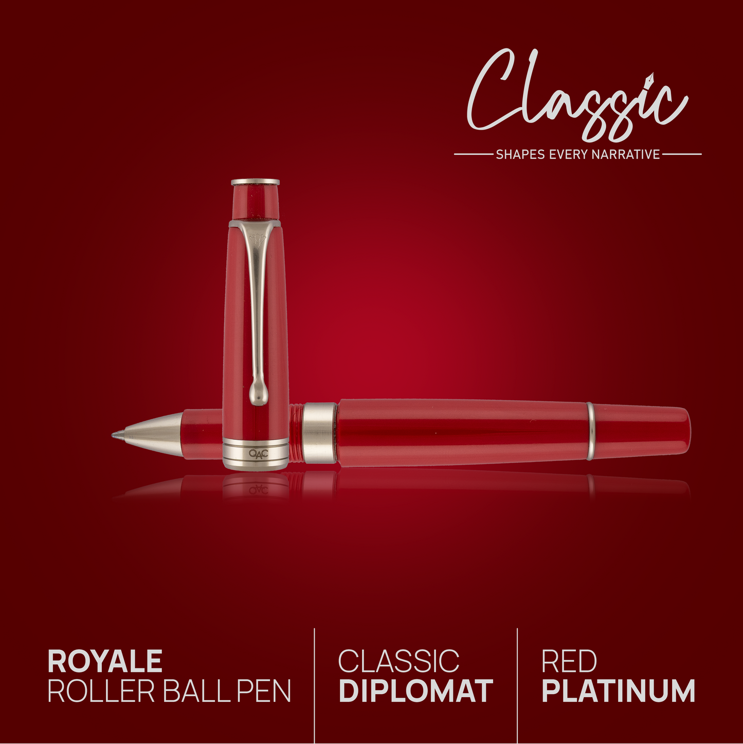 Royale Classic Roller Ball Pen Red Platinum Diplomat
