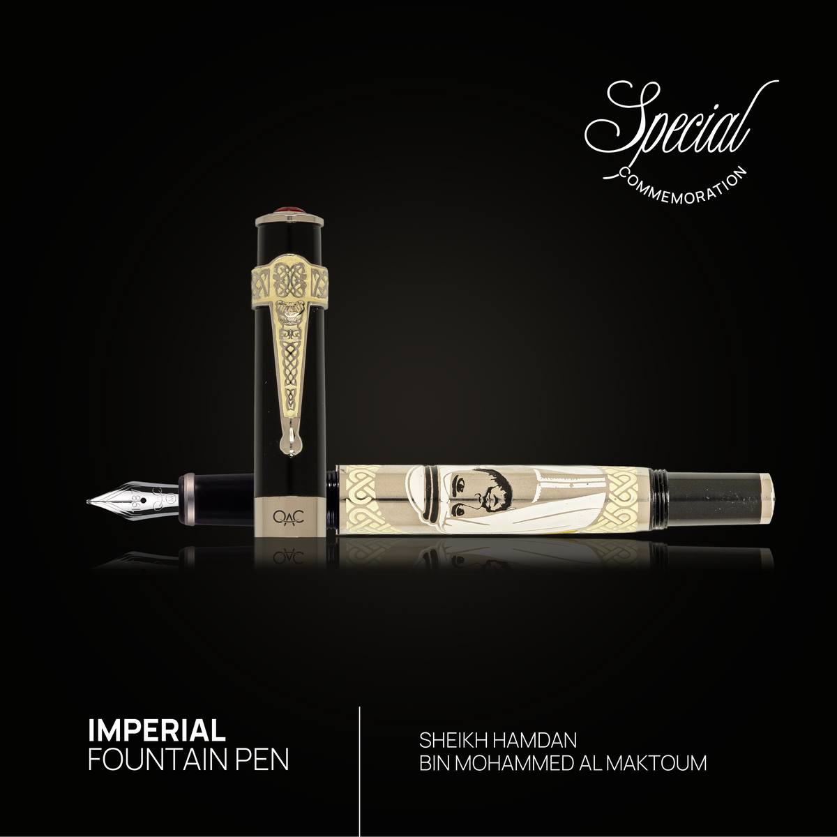 Imperial Sultan Hamdan Fountain Pen Black Platinum