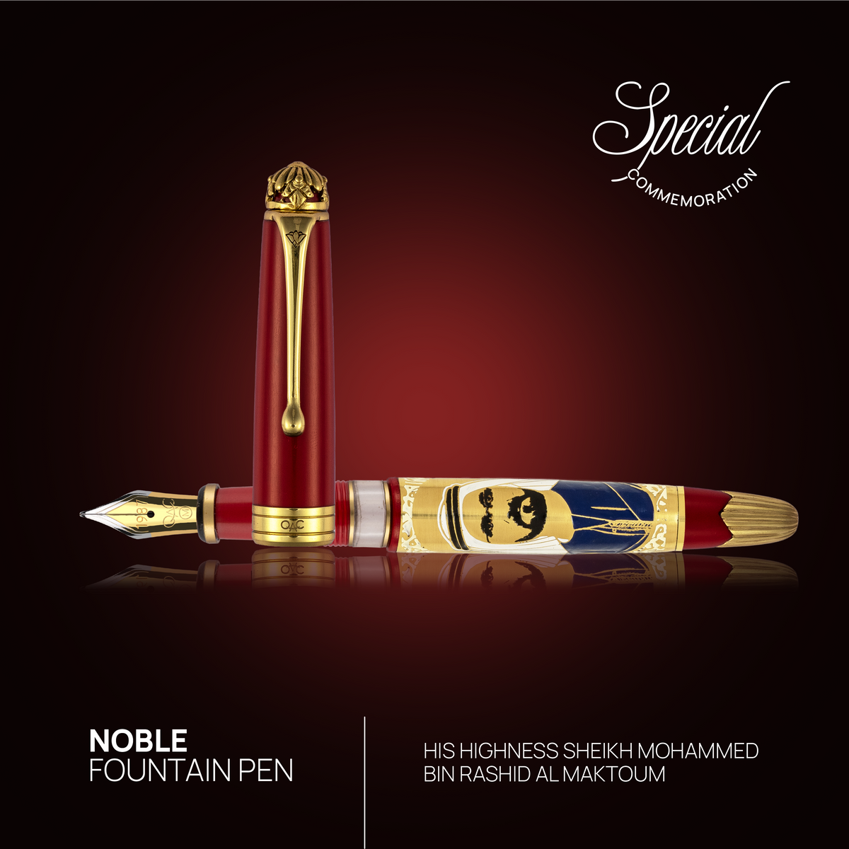 Noble Sheikh Mohammed Bin Rashid Al Makhtoum Fountain Pen Red
