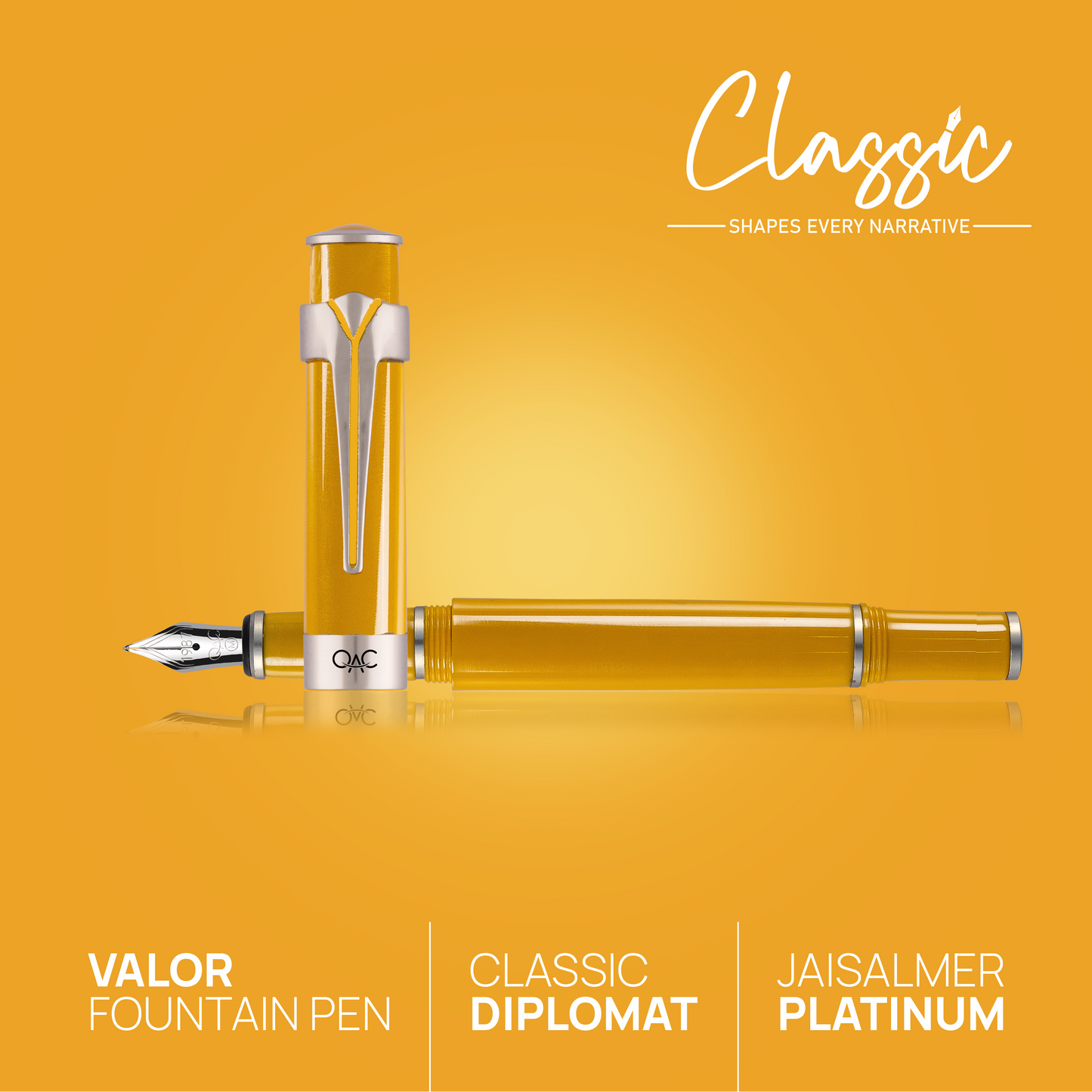 Valor Classic Fountain Pen Jaisalmer Platinum Diplomat