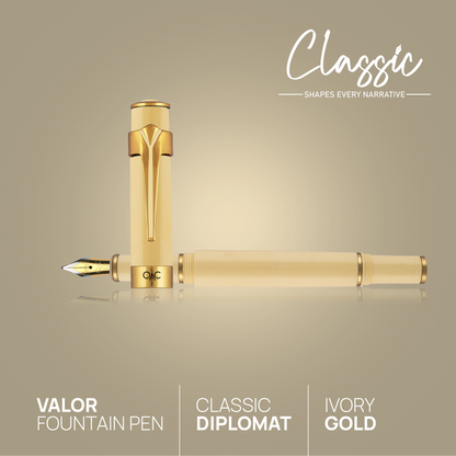 Valor Classic Fountain Pen Ivory Gold Diplomat