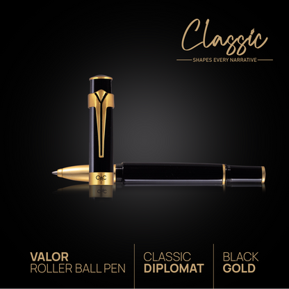 Valor Classic Roller Ball Pen Black Gold Diplomat