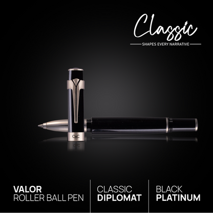 Valor Classic Roller Ball Pen Black Platinum Diplomat