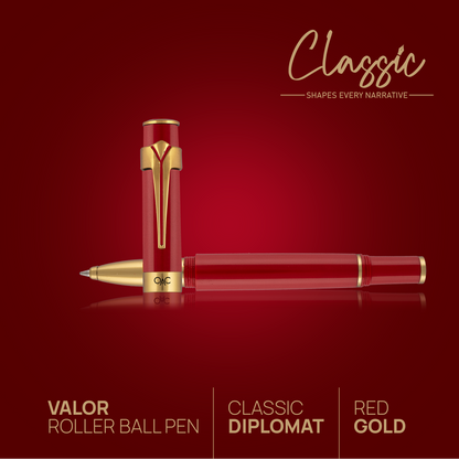 Valor Classic Roller Ball Pen Red Gold Diplomat