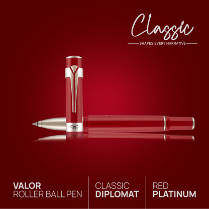 Valor Classic Roller Ball Pen Red Platinum Diplomat