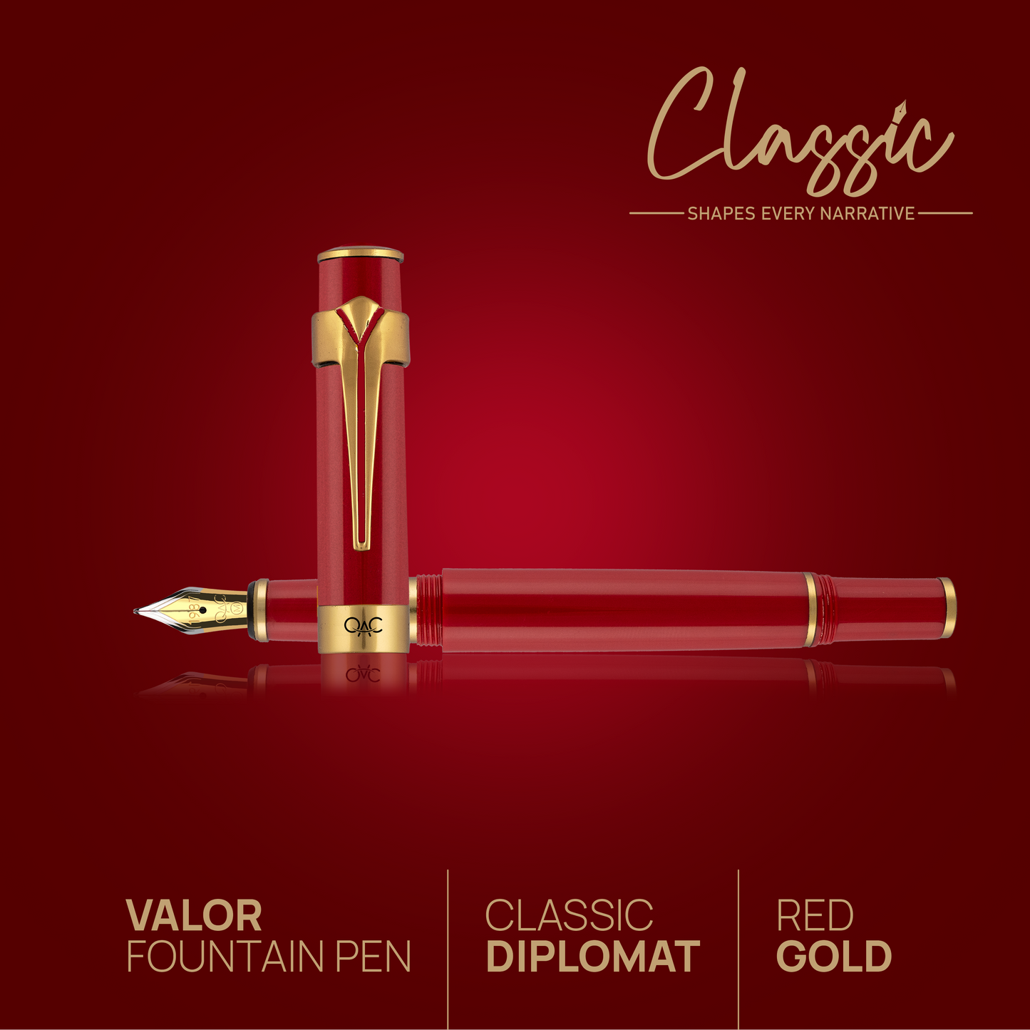 Valor Classic Fountain Pen Red Gold Diplomat