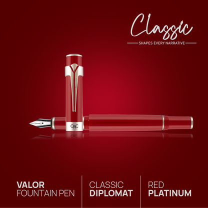Valor Classic Fountain Pen Red Platinum Diplomat