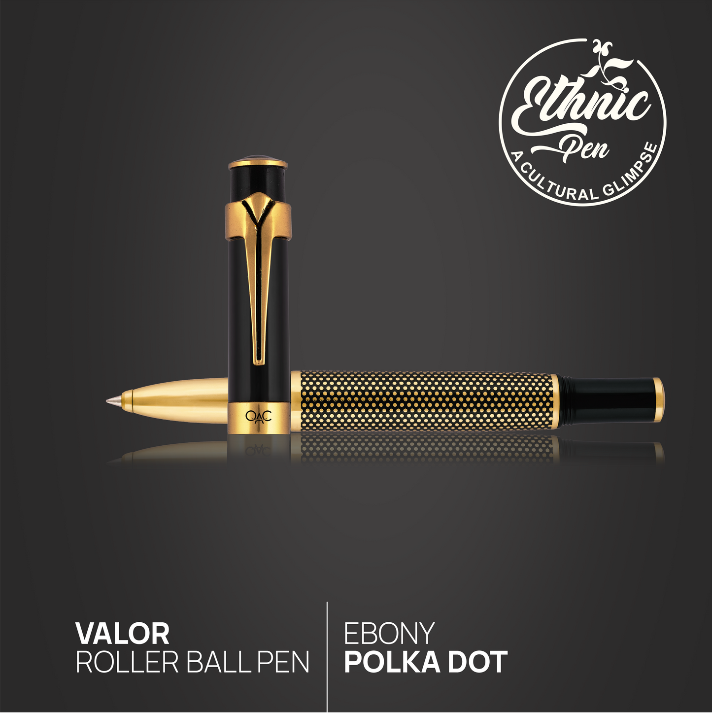 Valor Ebony Polka Dot Roller Ball Pen