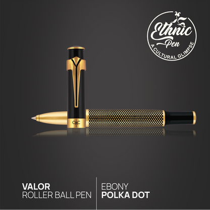 Valor Ebony Polka Dot Roller Ball Pen
