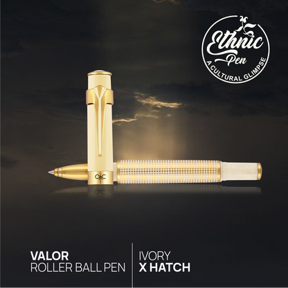 Valor Ivory  X Hatch Roller Ball Pen